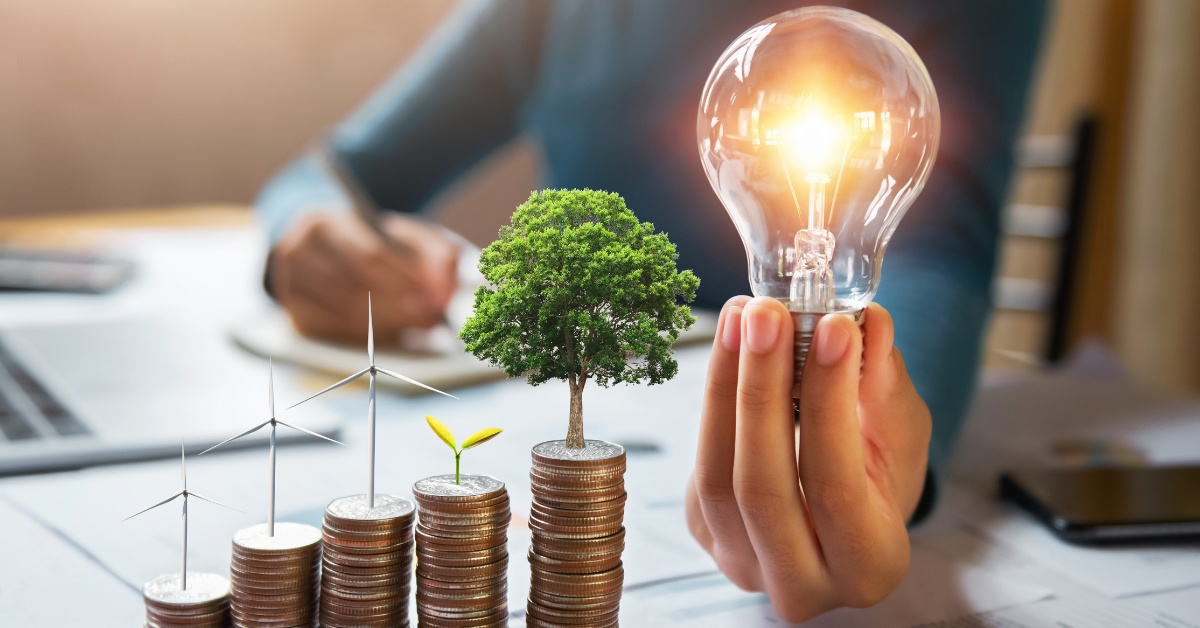 Man holding a light bulb