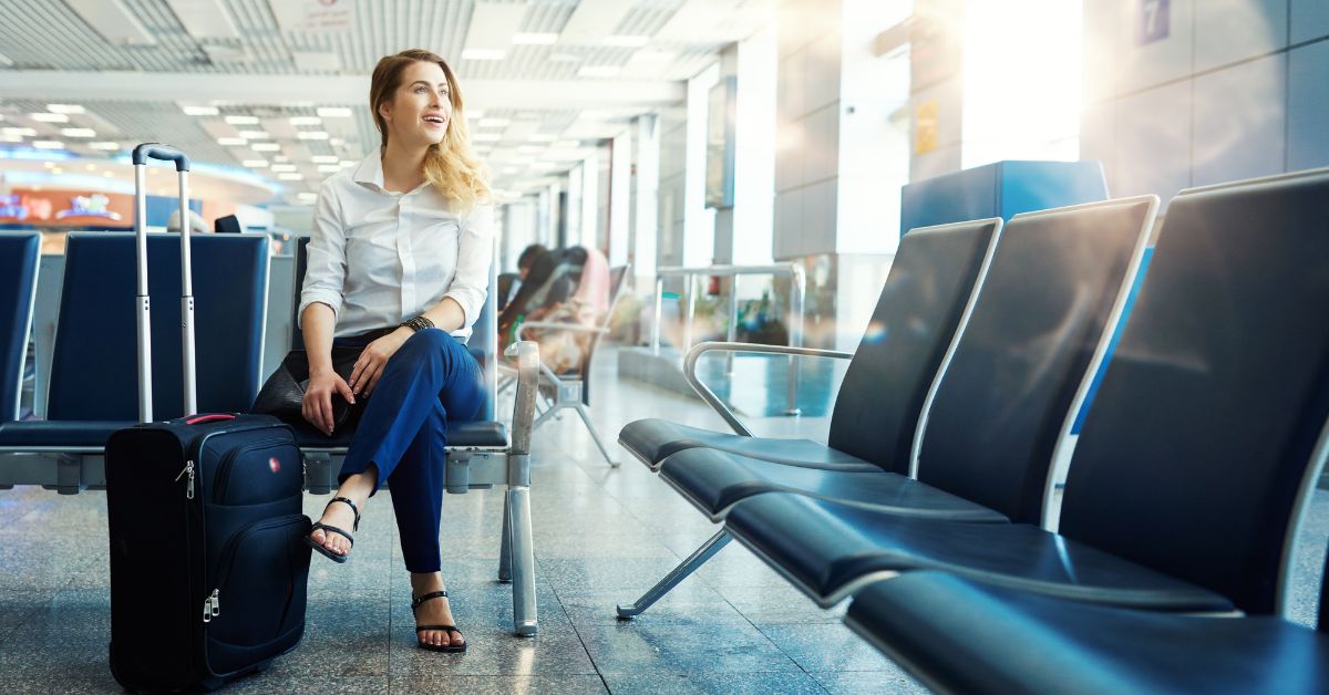 Woman in the wait room at the airport