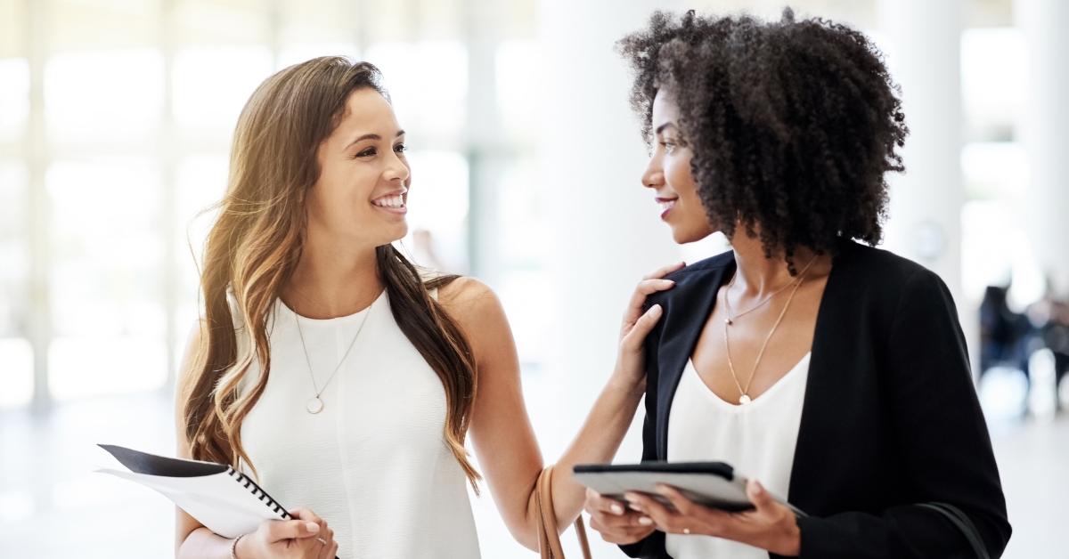 Two women talking to each other