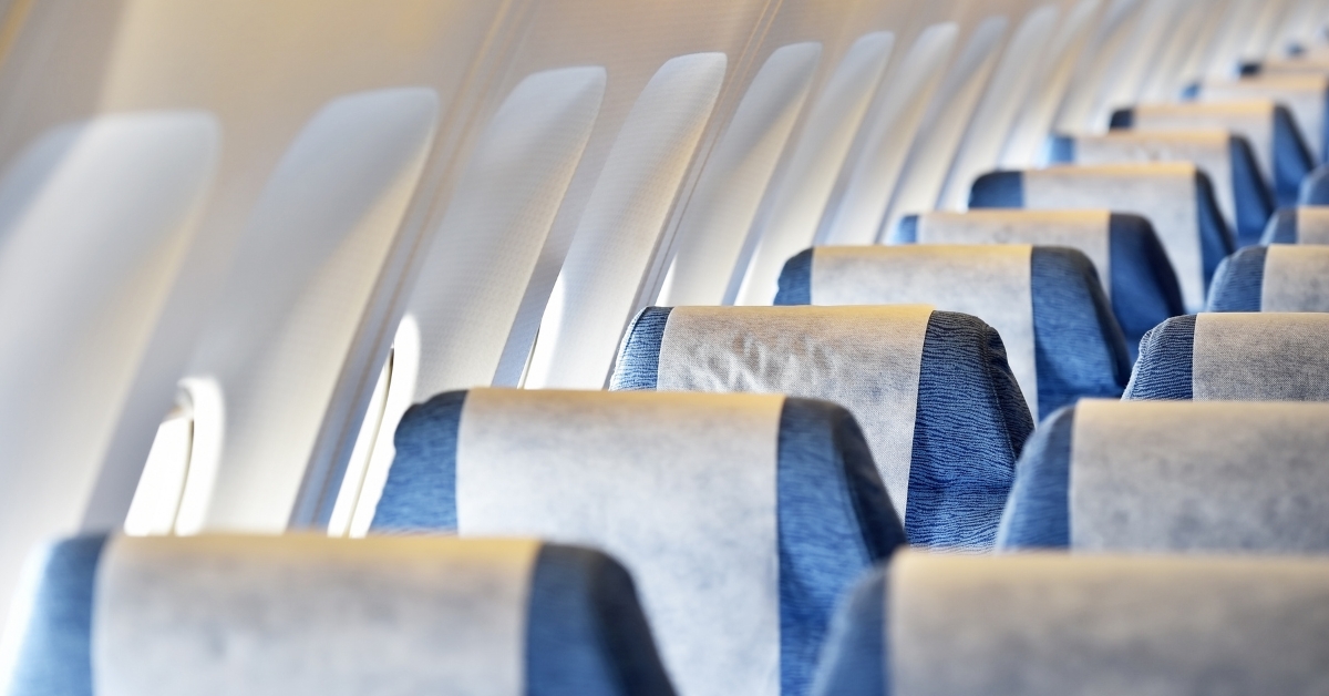 A closeup of plane head rests